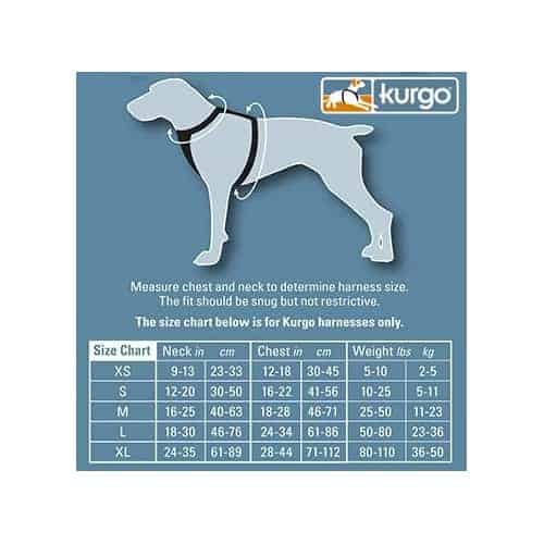 Kurgo Dog Harness Size Chart